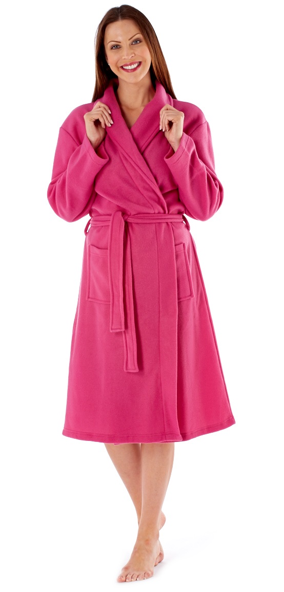Ladies Full Length Polar Fleece Dressing Robes Womens Long Bath Robe
